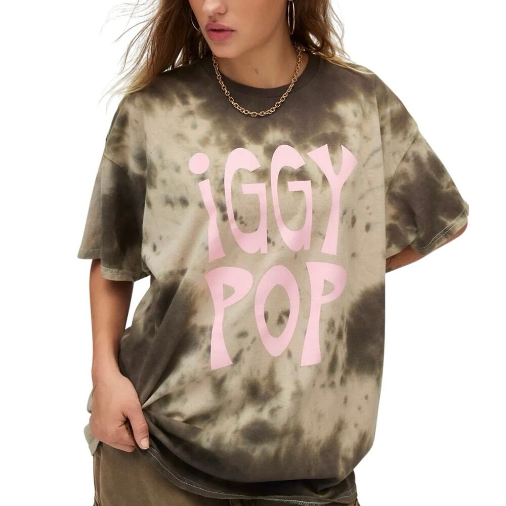 Iggy Pop Graphic Tie Dye T-Shirt Dress Size S/M with P2P 24.5” New with Tag SOO